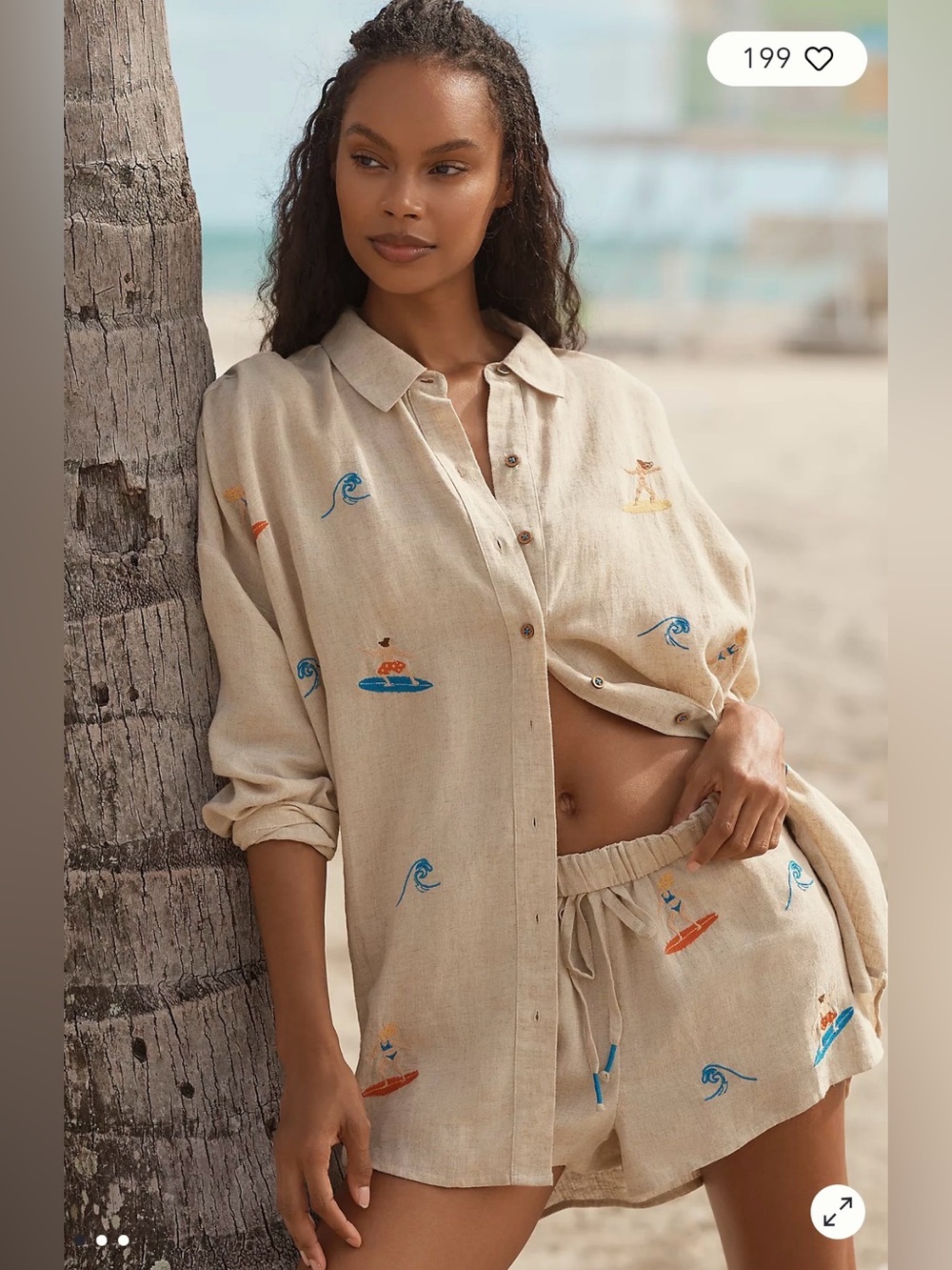 Anthropologie Celandine linen blend button down shirt